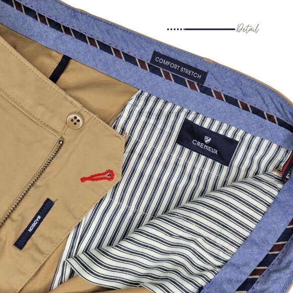 TAN CREMIEUX COMFORT STRETCH CHINO PANTS FOR MEN - Picture 9 of 10